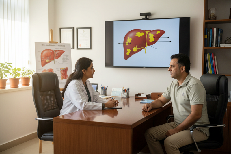 a pakistani male with fatty lever. no text